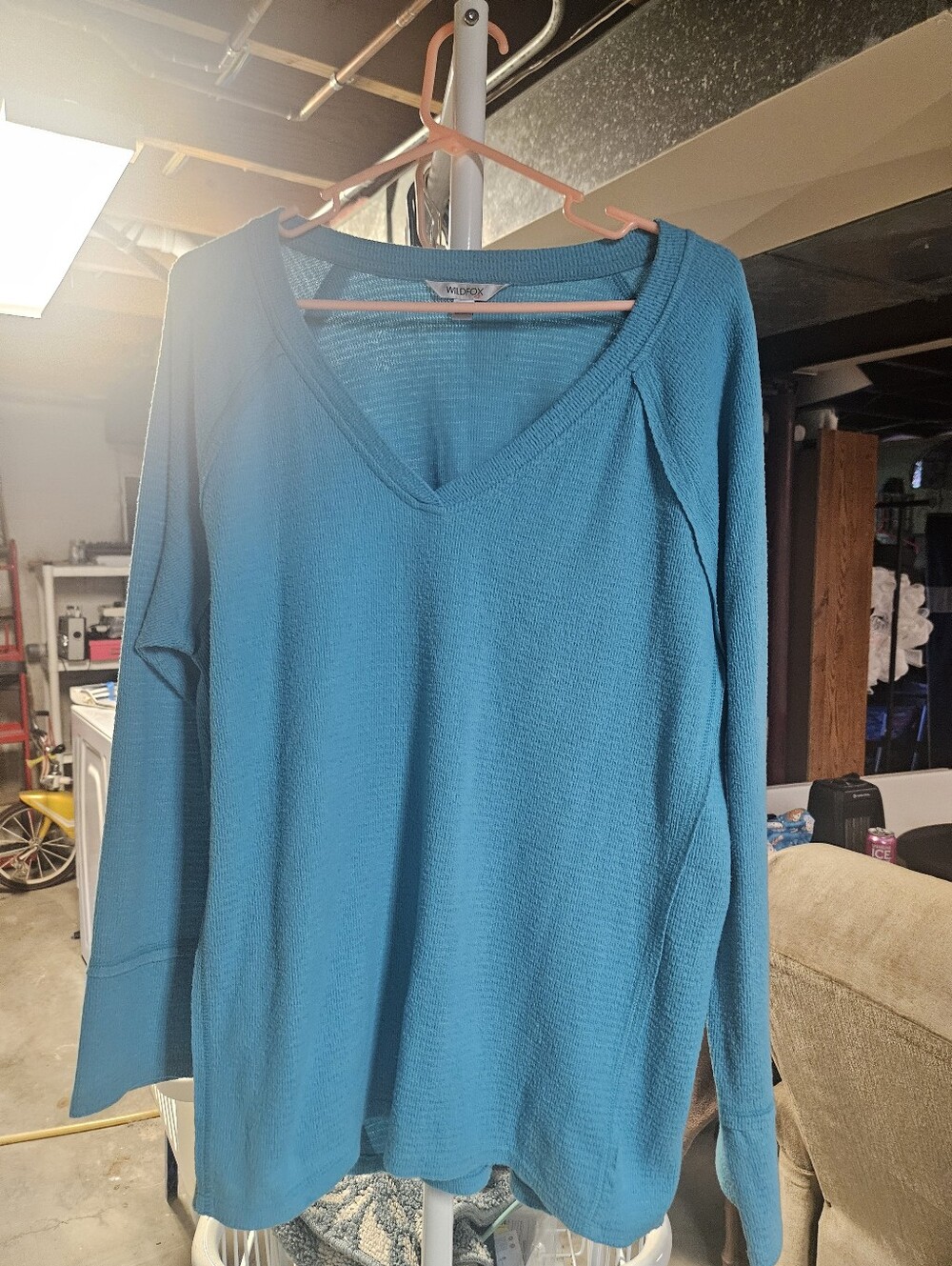 WILDFOX Teal V-Neck Long Sleeve Women's Top